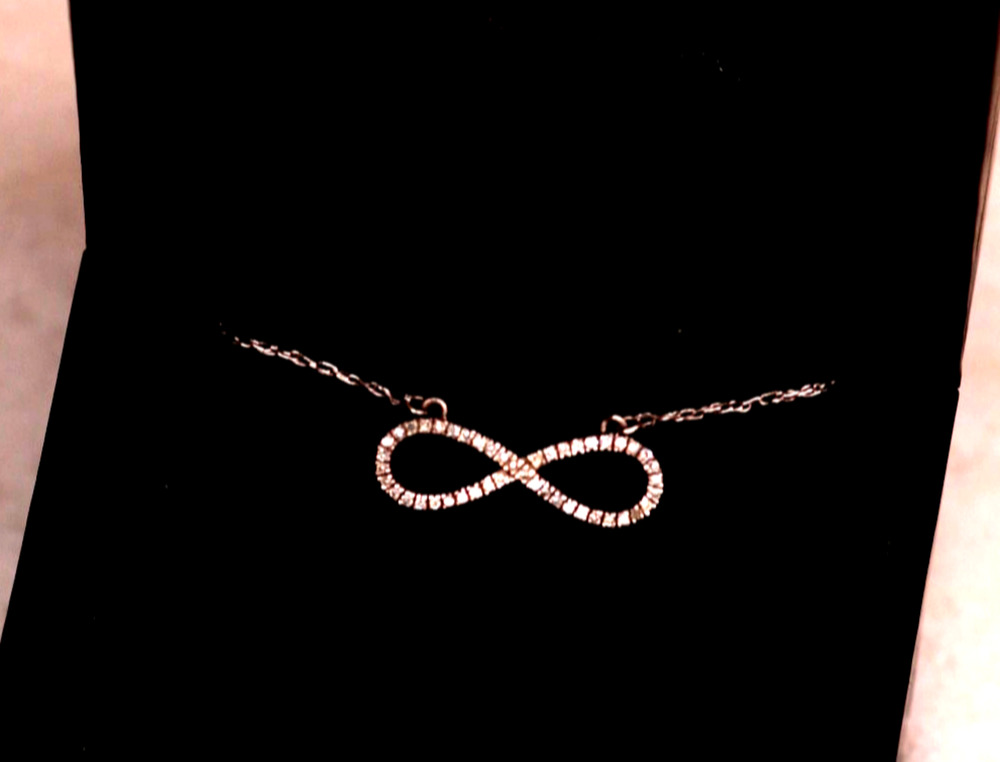 Real Diamond Infinity Pendant Necklace by Zales Sterling Silver 925 with Box